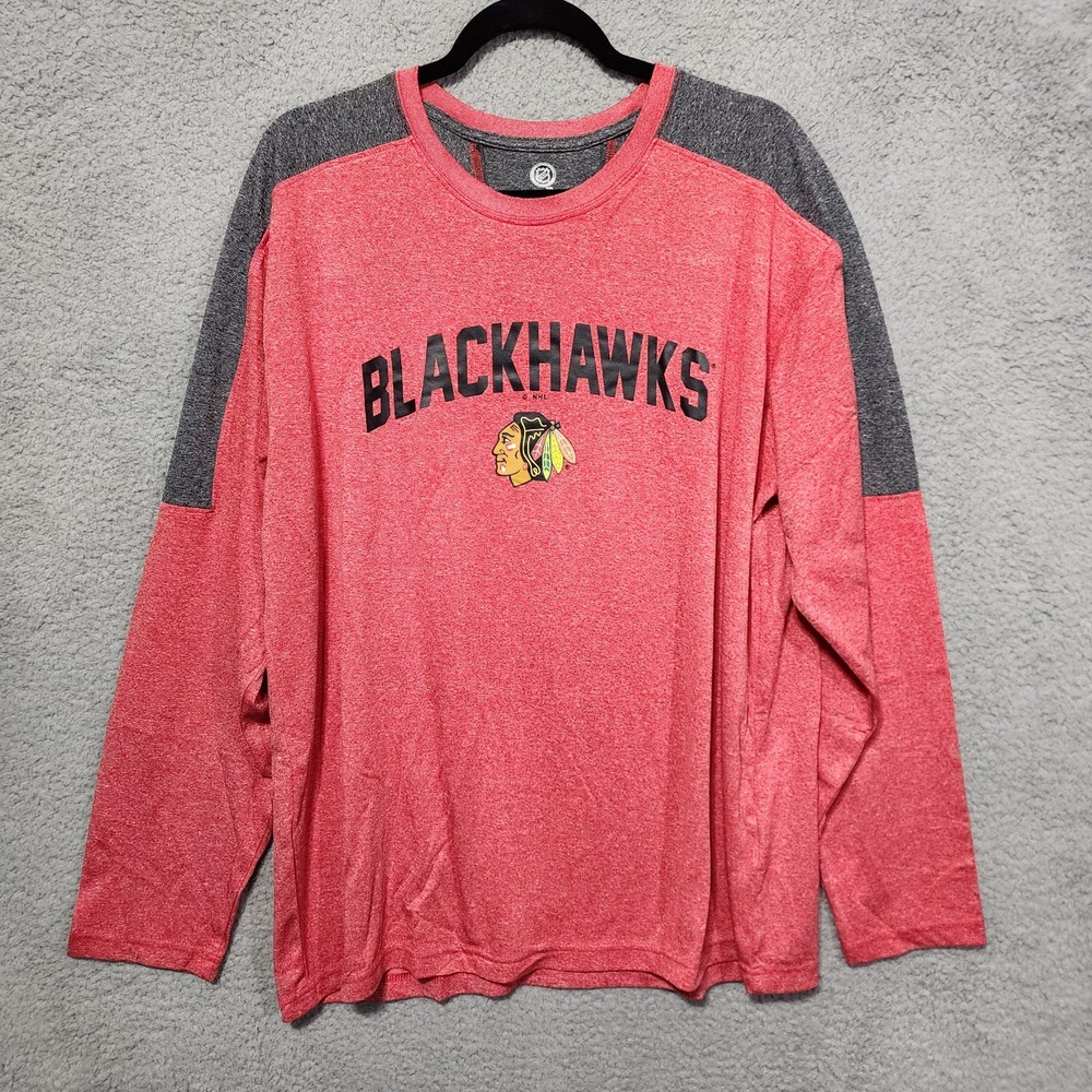Men's NHL Chicago Blackhawks Authentic Pro Rink Tech Long‎ Sleeve Red Size XL